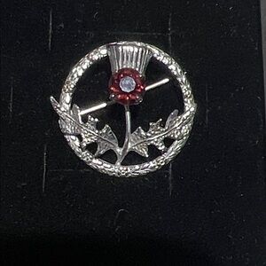 Mizpah Silver and Red Thistle Brooch